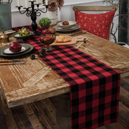 Geruite Tafelloper voor Feestelijke Kerstdecoratie van Jute
