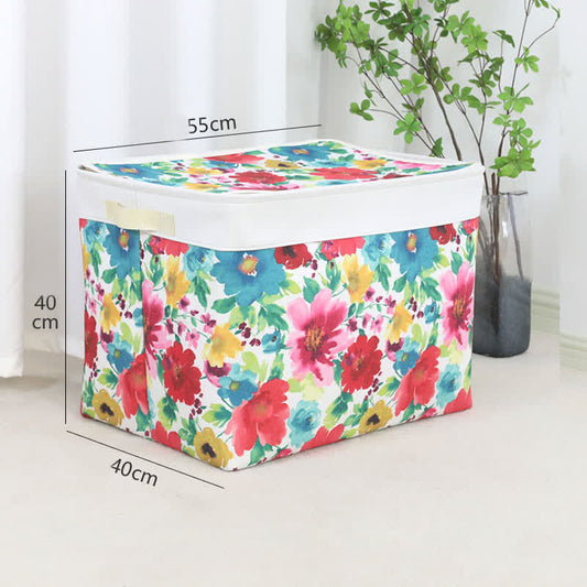 Bloemen Rits Opbergzak Katoen Met Waterdichte Voering 21"L x 16"B x 16"H