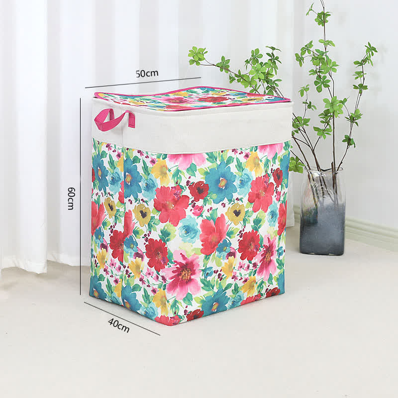 Bloemen Rits Opbergzak Katoen Met Waterdichte Voering 20"L x 16"B x 24"H