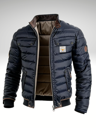 Gewatteerde herenjas met stijlvolle warmte voor dagelijks gebruik en als winterjas. Marineblauw