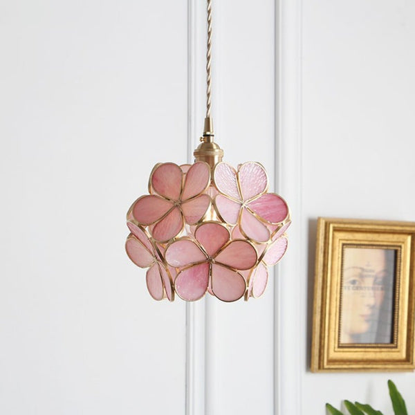 Glazen Hanglamp Lotusbloem Design Voor Modern Interieur Roze