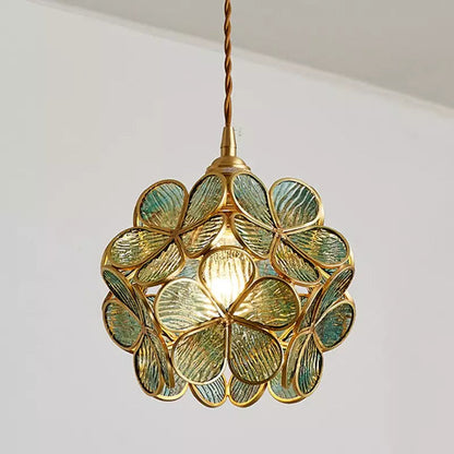 Glazen Hanglamp Lotusbloem Design Voor Modern Interieur Blauw