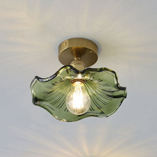 Glazen Plafondlamp Hibiscusvorm Modern Elegant Design Groen