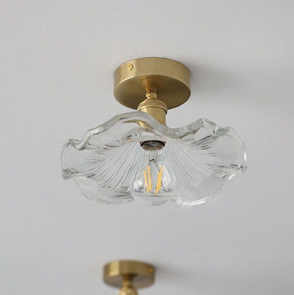 Glazen Plafondlamp Hibiscusvorm Modern Elegant Design Transparant