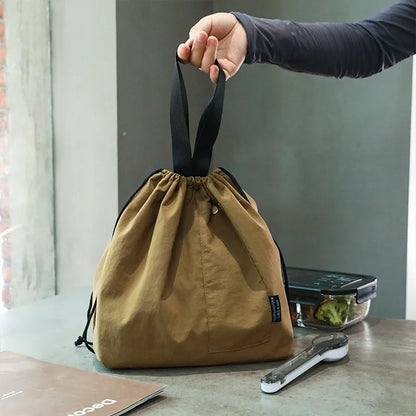 Grote Katoenen Lunchtas met Isolatie en Trekkoord Draagbaar