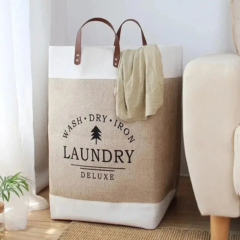 Grote Opvouwbare Wasmand 55x40x30 cm Khaki Stof voor Kleding Default