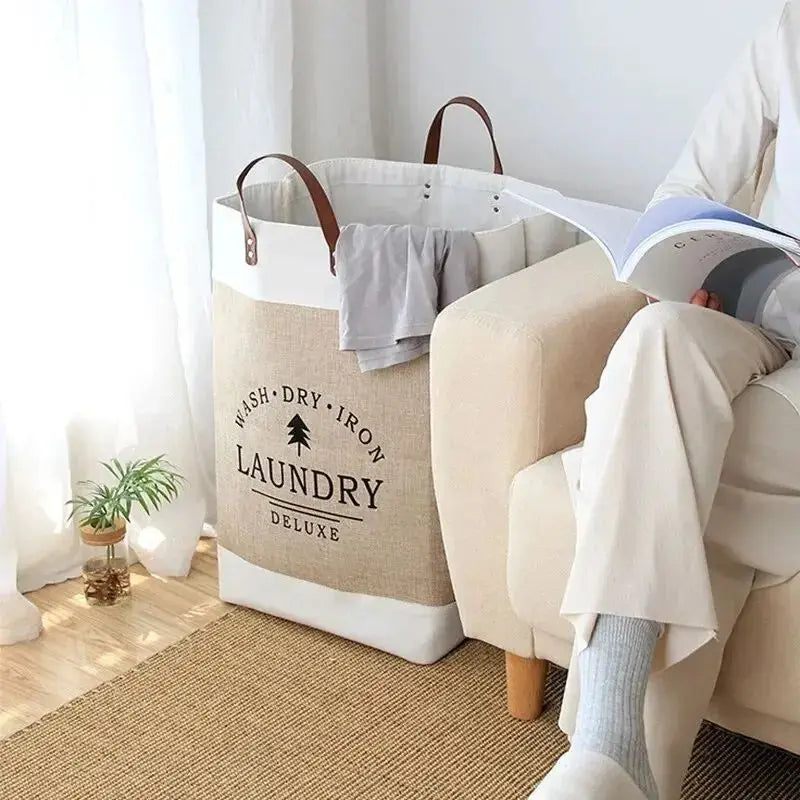 Grote Opvouwbare Wasmand 55x40x30 cm Khaki Stof voor Kleding