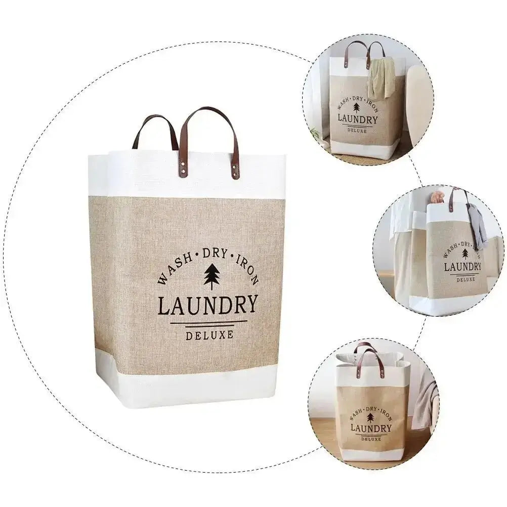 Grote Opvouwbare Wasmand 55x40x30 cm Khaki Stof voor Kleding