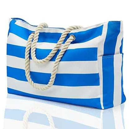 Grote Waterdichte Strandtas met Rits voor Vrouwen Ruime Tote Koninklijk Blauw
