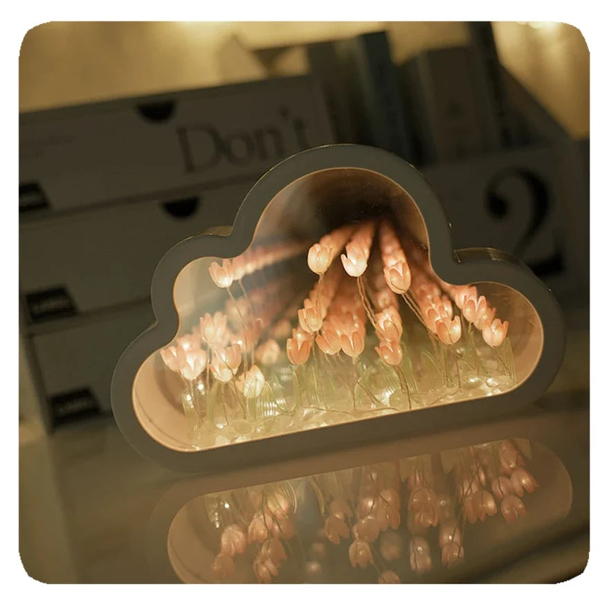 Tulpenlamp Met Oneindigheidseffect Voor Sfeervol Huis Roze