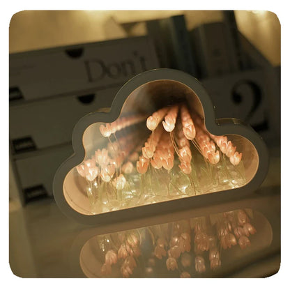 Tulpenlamp Met Oneindigheidseffect Voor Sfeervol Huis Roze