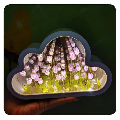 Tulpenlamp Met Oneindigheidseffect Voor Sfeervol Huis Paars