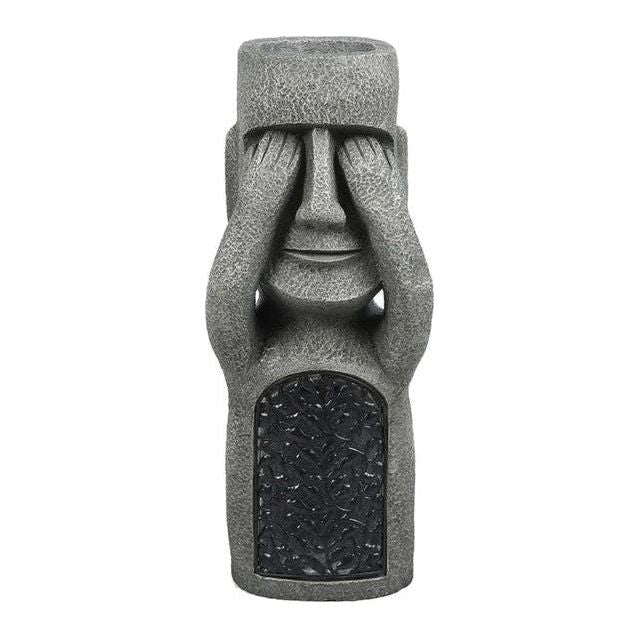 Abstract Gezichtsvorm Bloempot met Zonne-LED Licht – Weerbestendige Plantenbak voor Buiten, Decoratief Tuinbeeld