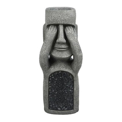 Abstract Gezichtsvorm Bloempot met Zonne-LED Licht – Weerbestendige Plantenbak voor Buiten, Decoratief Tuinbeeld