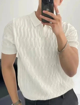 Heren Poloshirt Katoen Gebreid Met Korte Mouwen - Casual Polo Shirt Heren