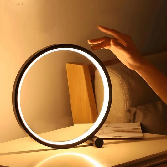 Halo Glo Lamp - LED Minimalistische Ronde Tafel Lamp Zwart Warm Wit