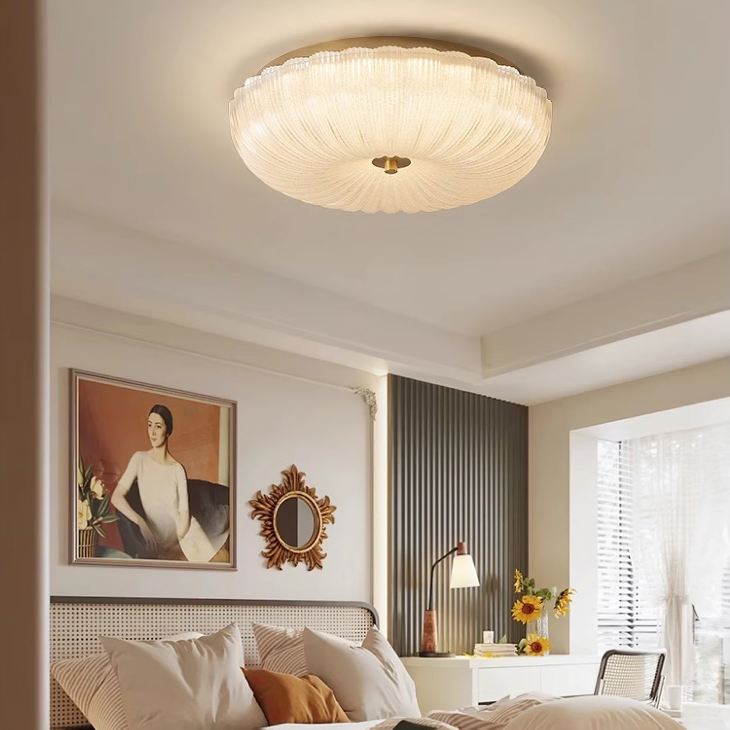Plafondlamp Ripple Glas 20 Cm Diameter Warm Wit Licht