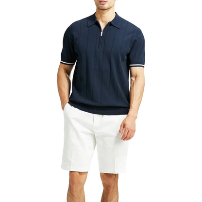 Heren Polo Shirt Gestreept Katoen - Lange Mouw Poloshirt Heren Polo Shirts SEREIN