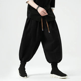 Heren Wijd Beenbroek Katoen-Linnenmix Casual Zomerbroek Met Hoge Taille En Ruime Pasvorm