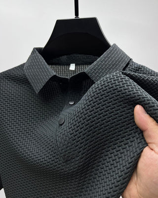 Heren | Polo shirt met textuur voor heren – elegante structuur en klassieke pasvorm grijs
