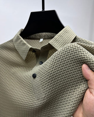 Heren | Polo shirt met textuur voor heren – elegante structuur en klassieke pasvorm beige