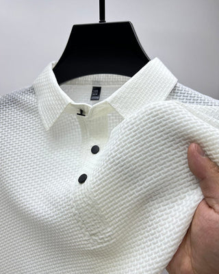 Heren | Polo shirt met textuur voor heren – elegante structuur en klassieke pasvorm wit