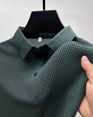 Heren | Polo shirt met textuur voor heren – elegante structuur en klassieke pasvorm donkergroen