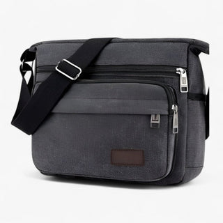 Homme | Multifunctionele canvas schoudertas voor heren Zwart