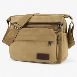 Homme | Multifunctionele canvas schoudertas voor heren Kaki