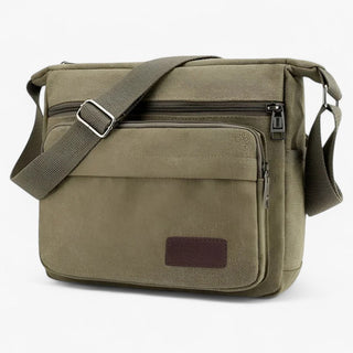 Homme | Multifunctionele canvas schoudertas voor heren Groen