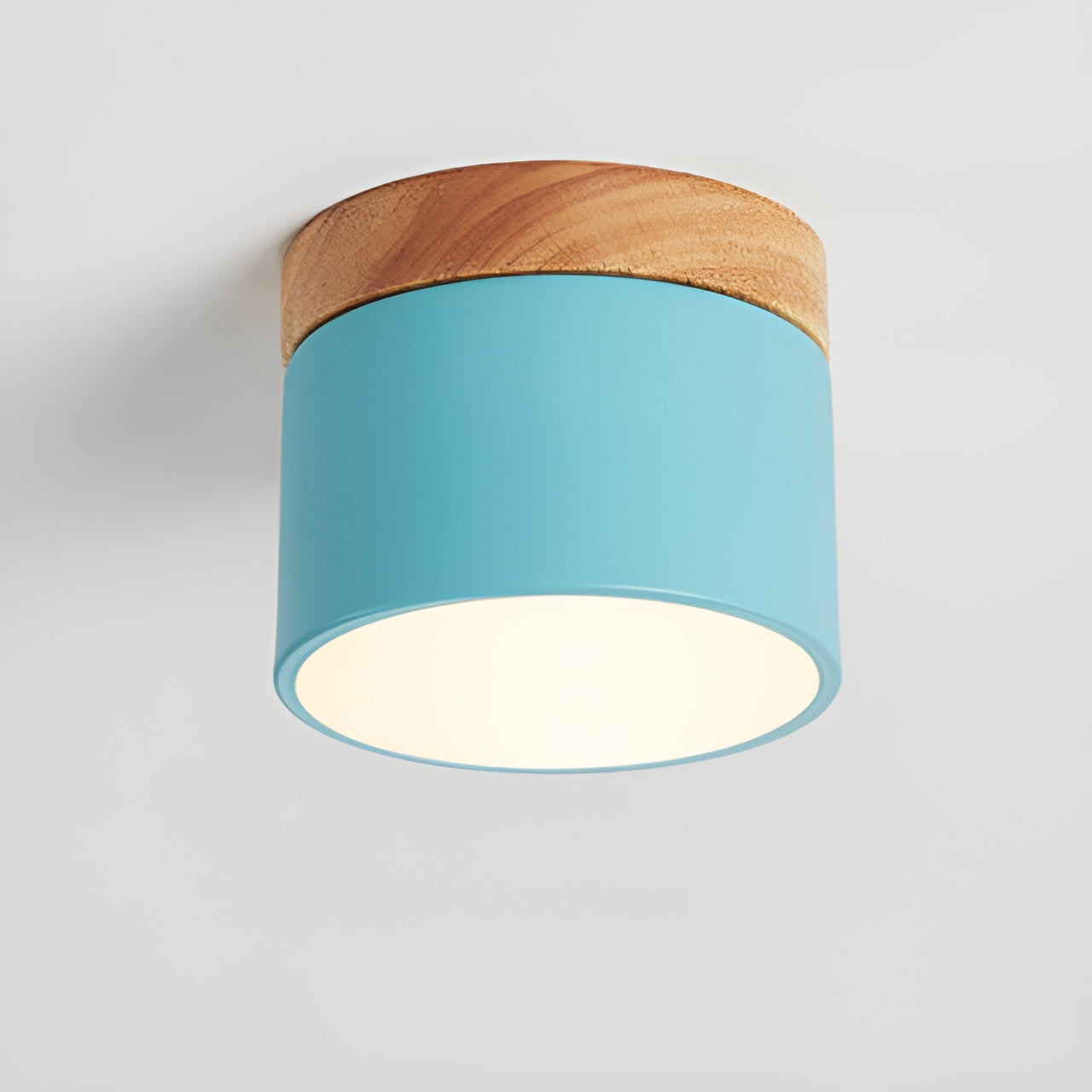 Pastelglow -cilinderlamp - Vintage spoelbevestigingsplafondlicht Blauw 3 kleuren kunnen worden geschakeld (warm neutraal wit)