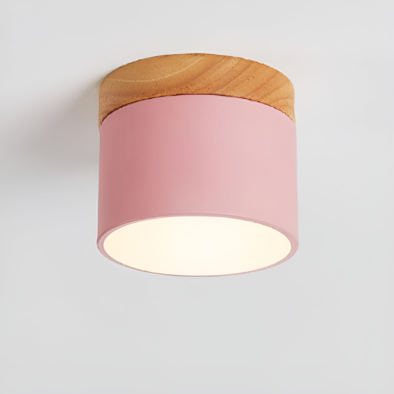 Pastelglow -cilinderlamp - Vintage spoelbevestigingsplafondlicht Roze 3 kleuren kunnen worden geschakeld (warm neutraal wit)