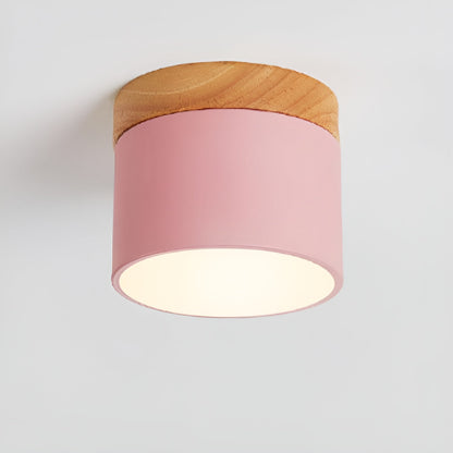 Pastelglow -cilinderlamp - Vintage spoelbevestigingsplafondlicht Roze 3 kleuren kunnen worden geschakeld (warm neutraal wit)