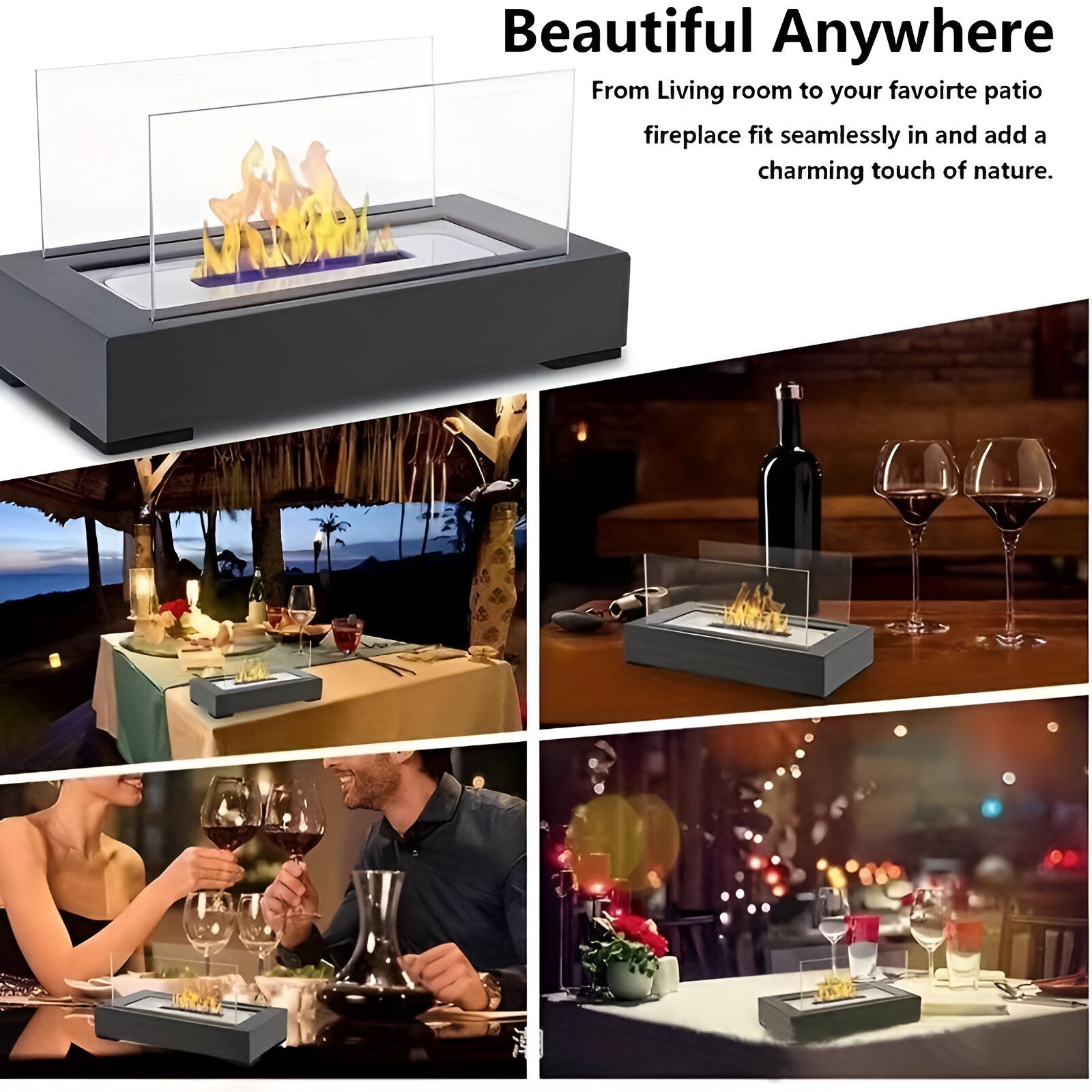 Serenifire tafel open haard -recht -wing bio -ethanol -tabel open haard brandweerkazerne