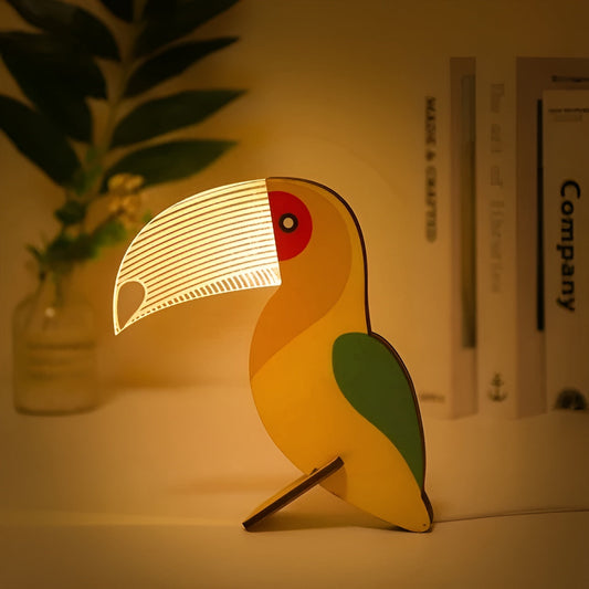 Wildlife lamp-hout-acryl-animal-meter lamp LED Night Light Tukan