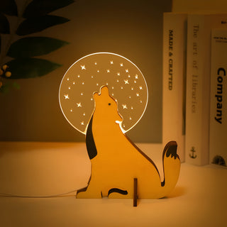 Wildlife lamp-hout-acryl-animal-meter lamp LED Night Light Sirius