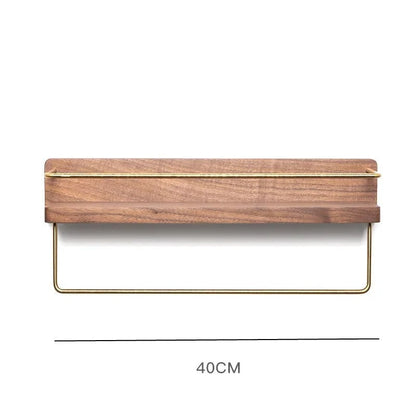 Houten Handdoekrek met Papierhouder voor Wandmontage Minimalistisch 40cm B