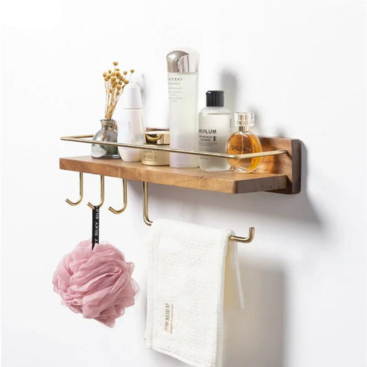 Houten Handdoekrek met Papierhouder voor Wandmontage Minimalistisch