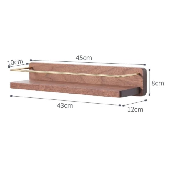 Houten Handdoekrek met Papierhouder voor Wandmontage Minimalistisch 45cm A