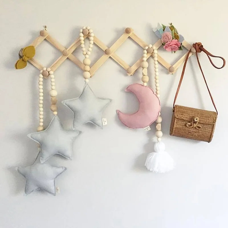 Houten Uittrekbare Kledinghanger met Wandhaak Kapstok voor Jassen Hoeden