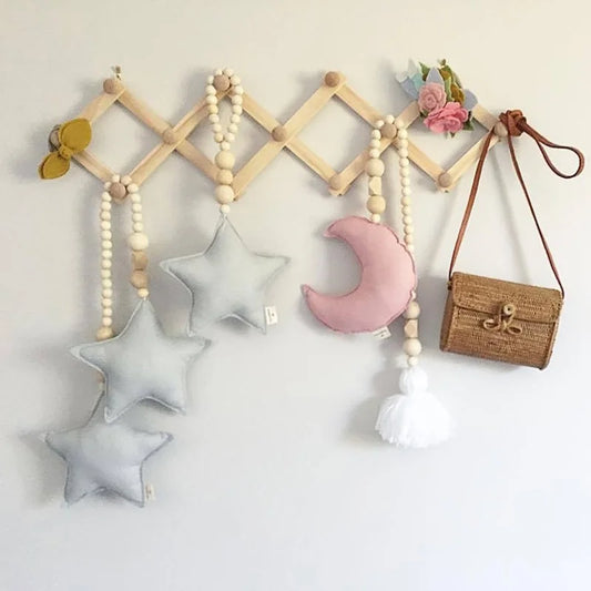 Houten Uittrekbare Kledinghanger met Wandhaak Kapstok voor Jassen Hoeden