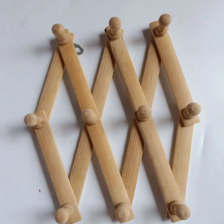 Houten Uittrekbare Kledinghanger met Wandhaak Kapstok voor Jassen Hoeden