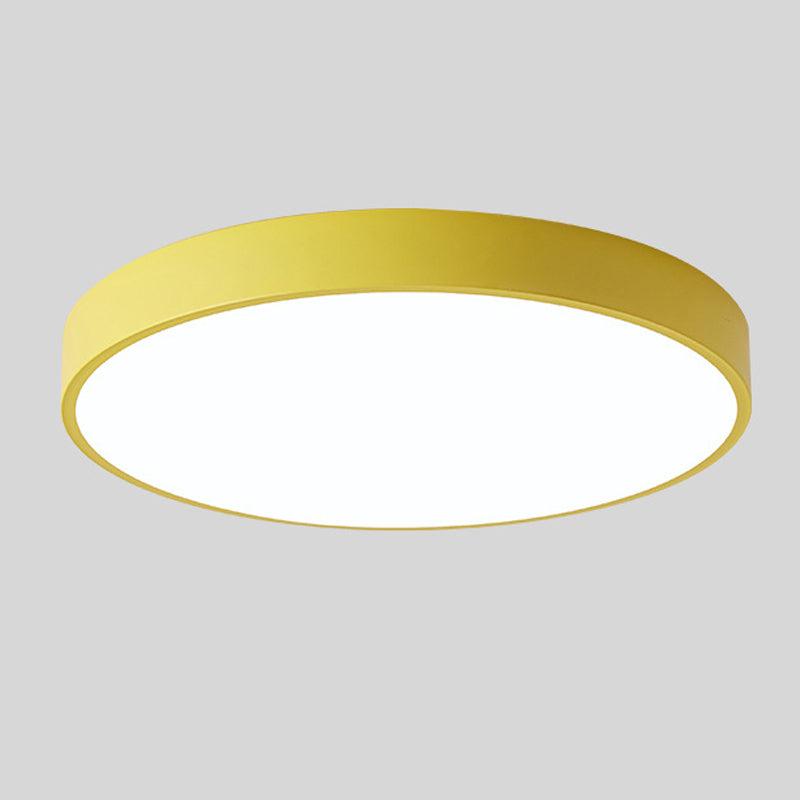 Scandinavische LED Plafondlamp in Cirkelvorm – Houten Plafonniere voor Slaapkamer en Studie, DIA 23 cm en 30 cm Geel Effen