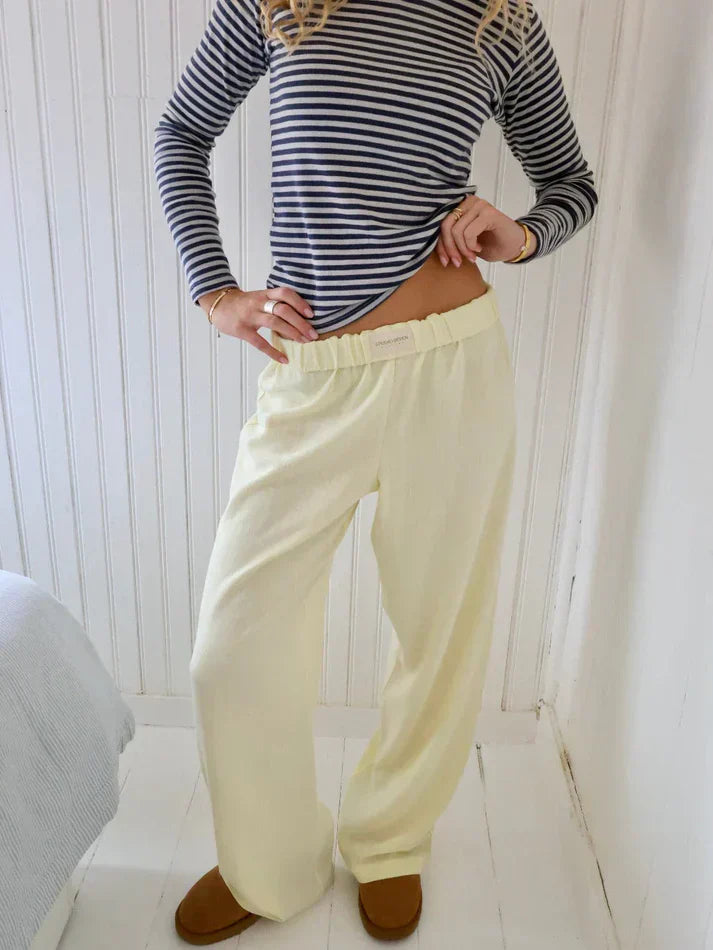 Gestreepte Comfortbroek | Katoen | Comfort & Stijl Geel