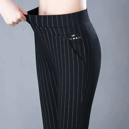 Legging Dames Hooggetailleerd Rekbare Pasvorm Met Valse Zak Zwarte strepen