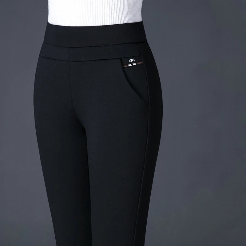 Legging Dames Hooggetailleerd Rekbare Pasvorm Met Valse Zak Zwart