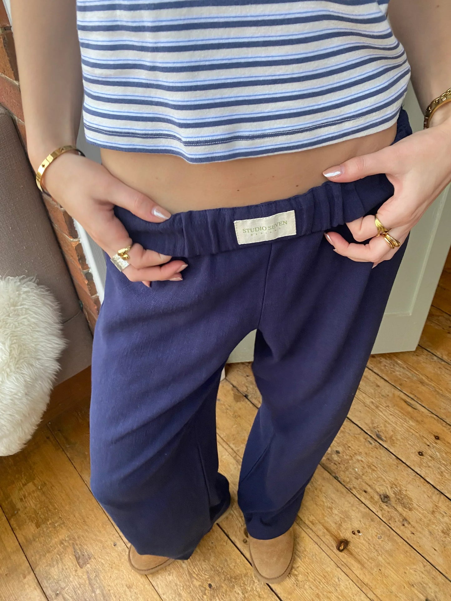 Gestreepte Comfortbroek | Katoen | Comfort & Stijl Donkerblauw