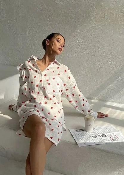 Stijlvolle Tallulah Set met Hartprint van Katoen