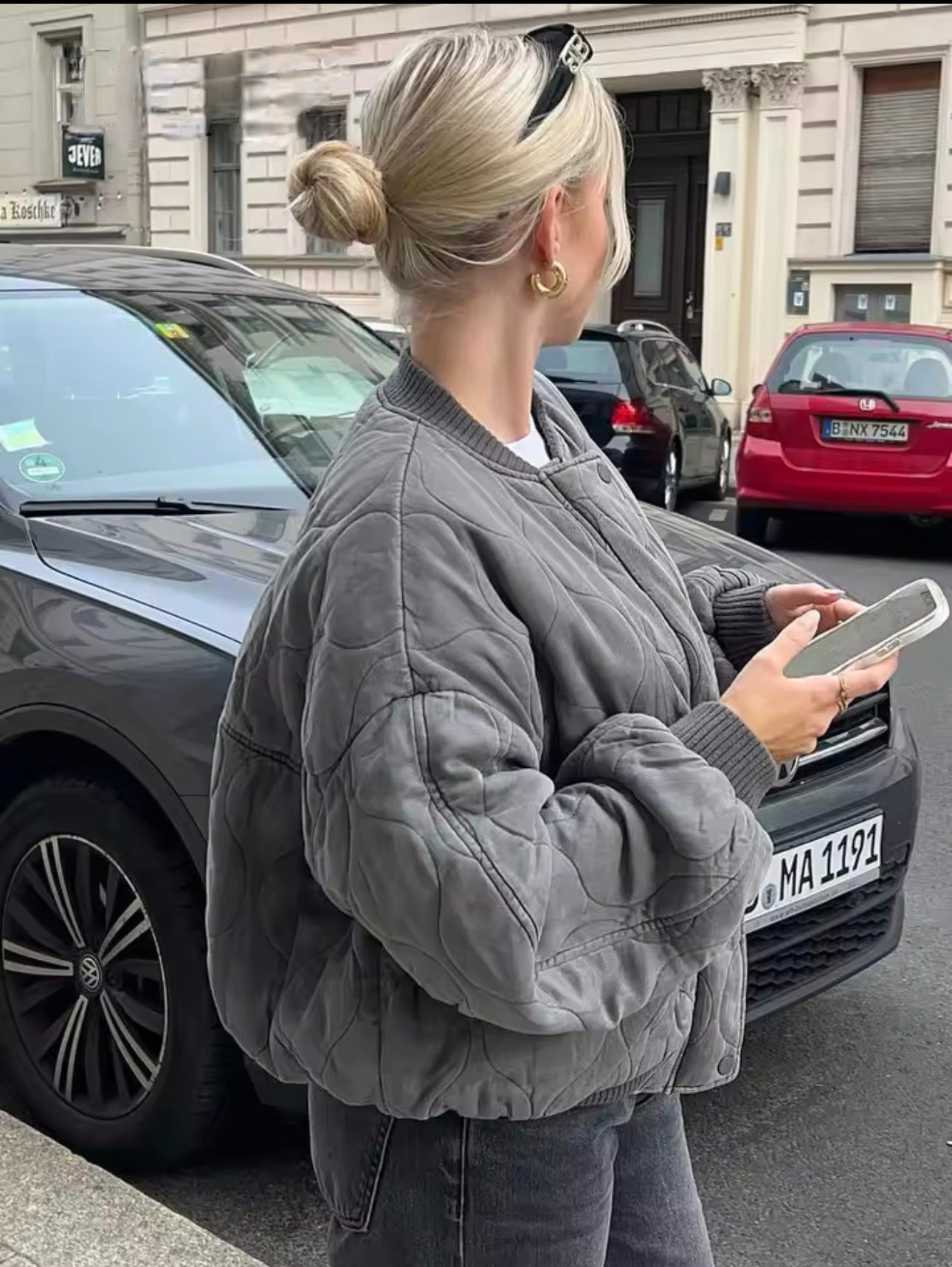 Dames Bomberjack - Gewatteerd Design - Ribboord Kraag - Casual Comfort Fit