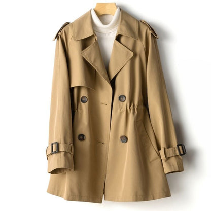 Trenchcoat Dames Stijlvolle Revers Met Notched Kraag Khaki